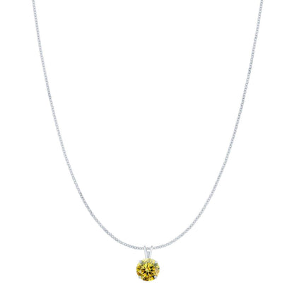 MauliJewels 2.00ct Lemon Yellow Moissanite 14k White Gold Solitaire Pendant with Gold Silver Chain