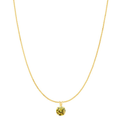 MauliJewels 2.00ct Lemon Yellow Moissanite 14k Yellow Gold Solitaire Pendant with Gold  Silver Chain