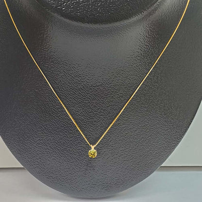 MauliJewels 2.00ct Lemon Yellow Moissanite 14k Yellow Gold Solitaire Pendant with Gold  Silver Chain