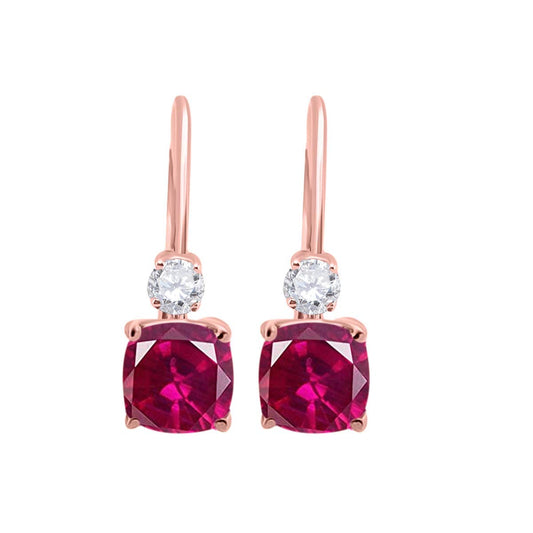 MauliJewels Earrings for Women 2.7 Carat 8x6 Cushion Cut Gemstone Diamond Leverback Earrings Carat 14K Rose Gold 4 Prong-Setting Mauli Jewels