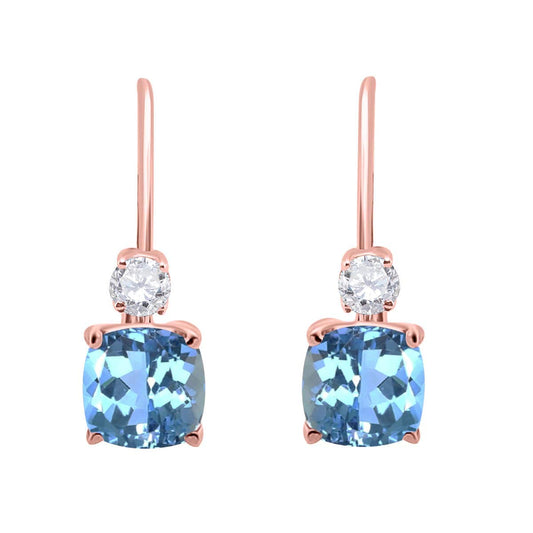 MauliJewels Earrings for Women 2.7 Carat 8x6 Cushion Cut Gemstone Diamond Leverback Earrings Carat 14K Rose Gold 4 Prong-Setting Mauli Jewels