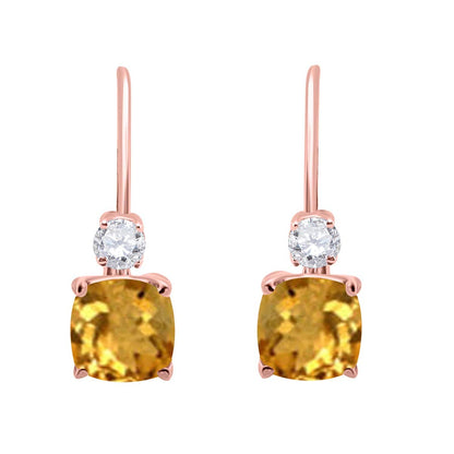 MauliJewels Earrings for Women 2.7 Carat 8x6 Cushion Cut Gemstone Diamond Leverback Earrings Carat 14K Rose Gold 4 Prong-Setting Mauli Jewels