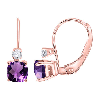 MauliJewels Earrings for Women 2.7 Carat 8x6 Cushion Cut Gemstone Diamond Leverback Earrings Carat 14K Rose Gold 4 Prong-Setting Mauli Jewels