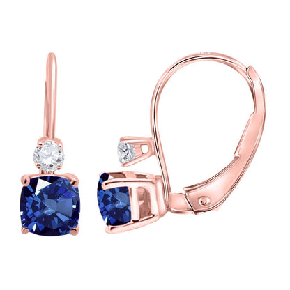 MauliJewels Earrings for Women 2.7 Carat 8x6 Cushion Cut Gemstone Diamond Leverback Earrings Carat 14K Rose Gold 4 Prong-Setting Mauli Jewels