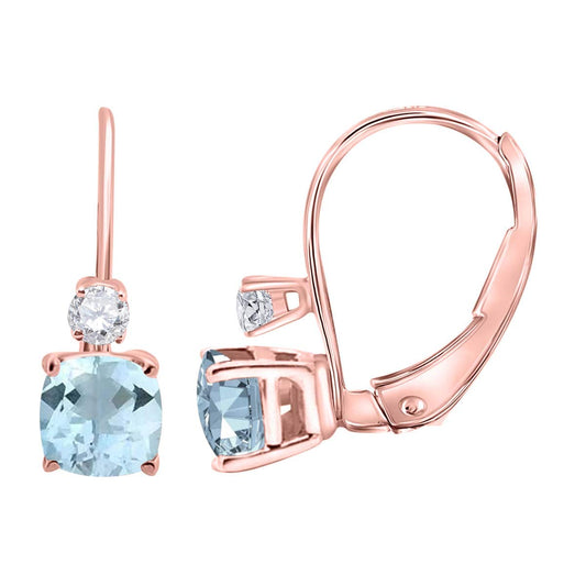 MauliJewels Earrings for Women 2.7 Carat 8x6 Cushion Cut Gemstone Diamond Leverback Earrings Carat 14K Rose Gold 4 Prong-Setting Mauli Jewels