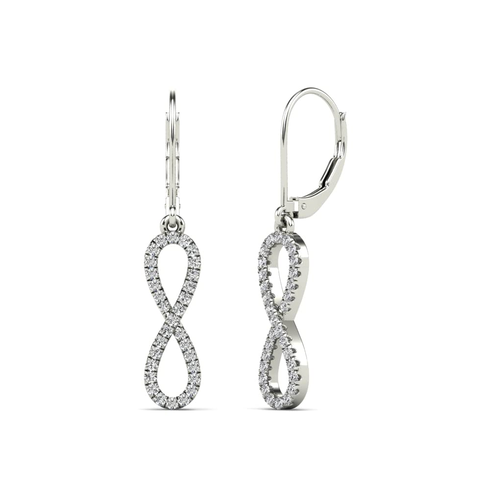 Mauli Jewels 0.22 Carat Lab Grown Round White Diamond Infinity Dangle Leverback Earrings for Women in 10K White and Yellow Gold Mauli Jewels