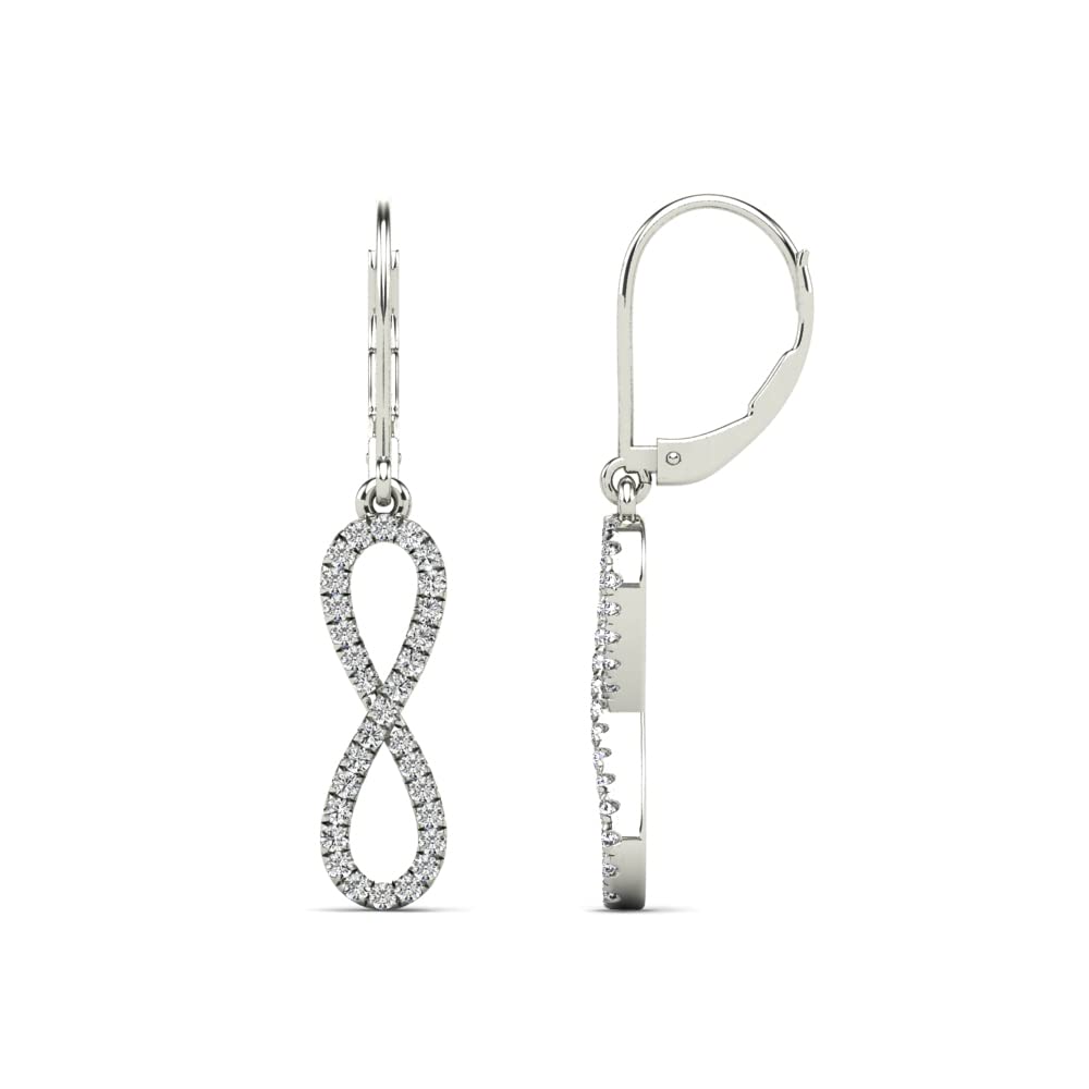 Mauli Jewels 0.22 Carat Lab Grown Round White Diamond Infinity Dangle Leverback Earrings for Women in 10K White and Yellow Gold Mauli Jewels