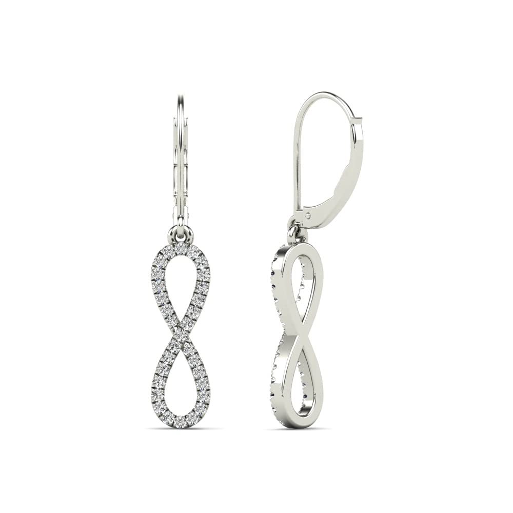 Mauli Jewels 0.22 Carat Lab Grown Round White Diamond Infinity Dangle Leverback Earrings for Women in 10K White and Yellow Gold Mauli Jewels