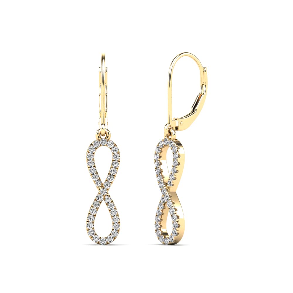 Mauli Jewels 0.22 Carat Lab Grown Round White Diamond Infinity Dangle Leverback Earrings for Women in 10K White and Yellow Gold Mauli Jewels