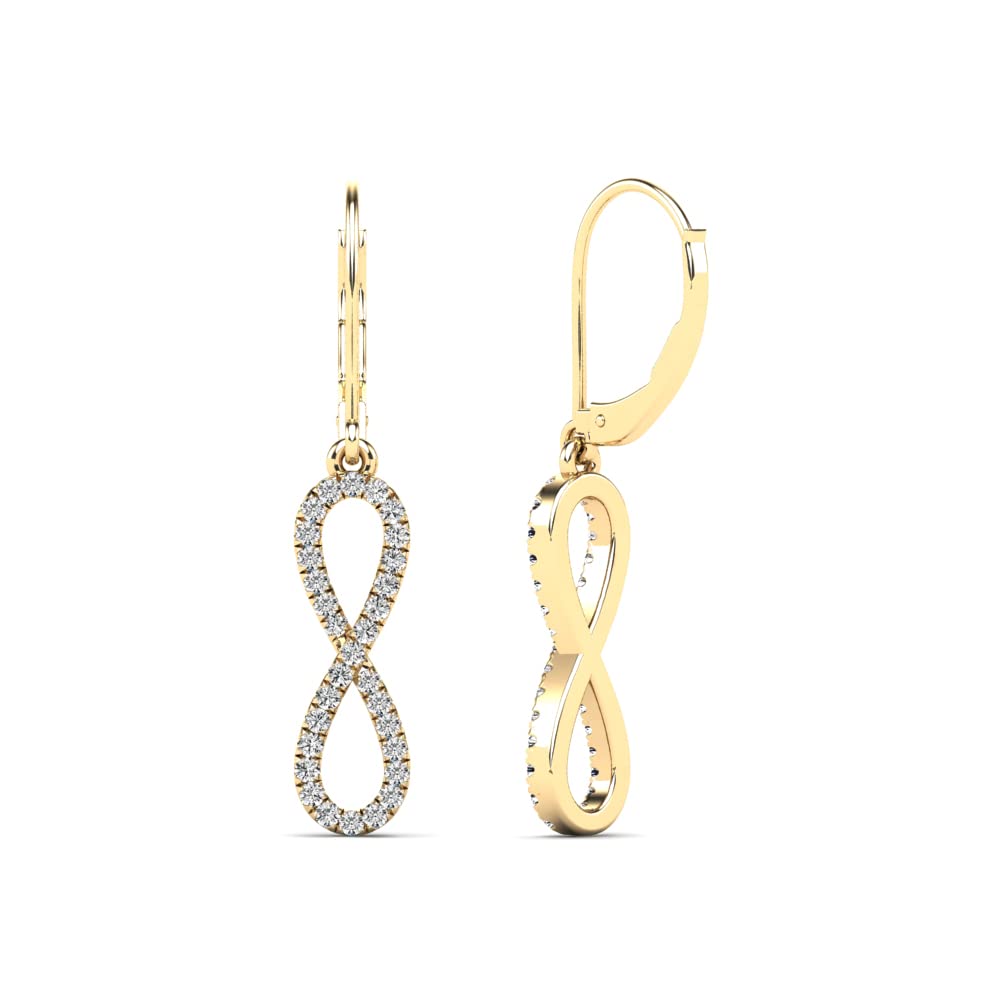 Mauli Jewels 0.22 Carat Lab Grown Round White Diamond Infinity Dangle Leverback Earrings for Women in 10K White and Yellow Gold Mauli Jewels