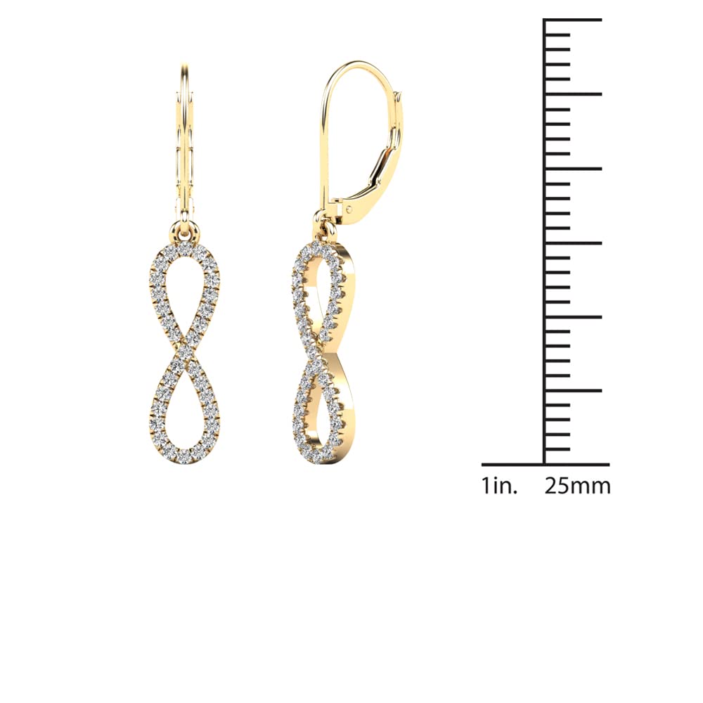 Mauli Jewels 0.22 Carat Lab Grown Round White Diamond Infinity Dangle Leverback Earrings for Women in 10K White and Yellow Gold Mauli Jewels