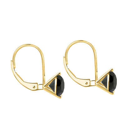 MauliJewels 1.0 Carat 3-Prong Round Black Diamond Martini Leverback Earrings 14K Rose White Yellow Gold Mauli Jewels