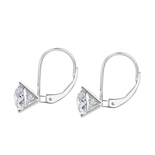 MauliJewels 1.0 Carat 3-Prong Round White Diamond Martini Leverback Earrings 14K Rose White Yellow Gold Mauli Jewels