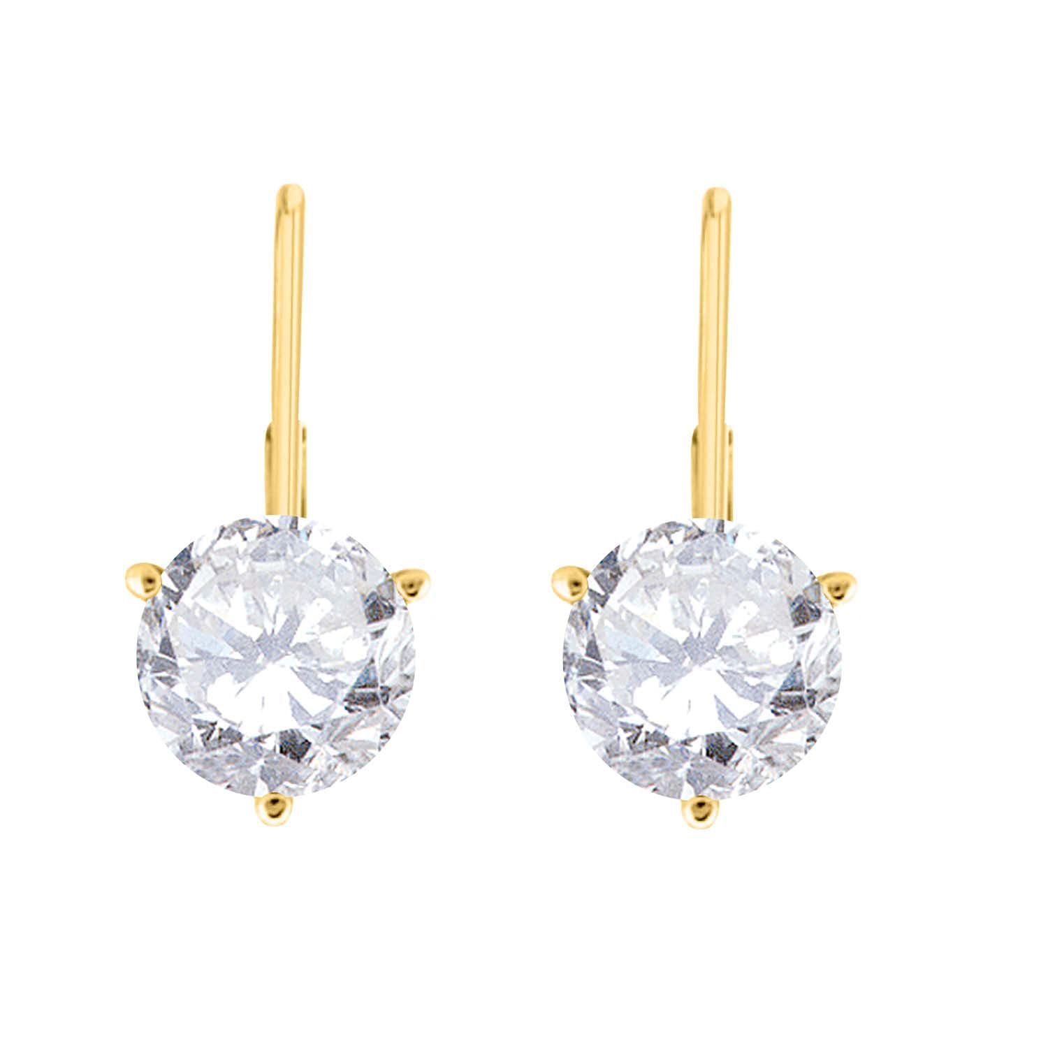 MauliJewels 1.0 Carat 3-Prong Round White Diamond Martini Leverback Earrings 14K Rose White Yellow Gold Mauli Jewels