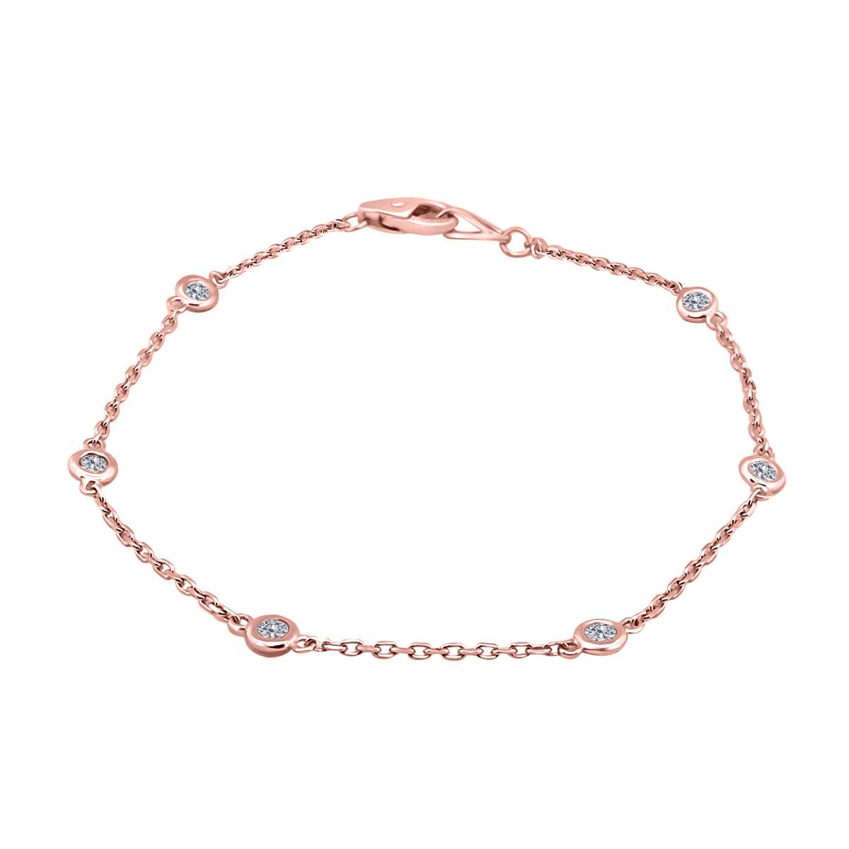 0.25 Carat Classic Genuine Diamond On The Chain Bracelet In 14K White Yellow & Rose Gold Mauli Jewels