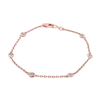 0.25 Carat Classic Genuine Diamond On The Chain Bracelet In 14K White Yellow & Rose Gold