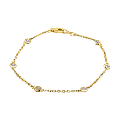 0.25 Carat Classic Genuine Diamond On The Chain Bracelet In 14K White Yellow & Rose Gold Mauli Jewels