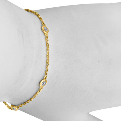 0.25 Carat Classic Genuine Diamond On The Chain Bracelet In 14K White Yellow & Rose Gold