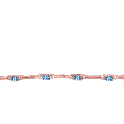 MauliJewels 4.05 Carat Oval Shape Blue Topaz 7.5" Gemstone Seven Stone Bracelet in 925 Silver