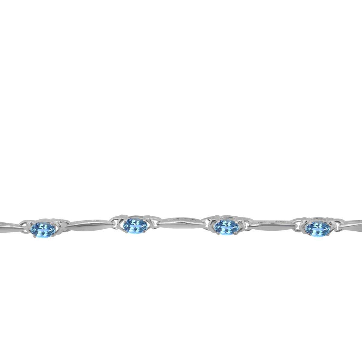 MauliJewels 4.05 Carat Oval Shape Blue Topaz 7.5" Gemstone Seven Stone Bracelet in 925 Silver