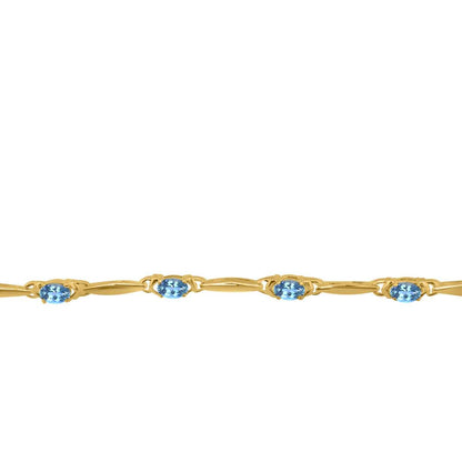 MauliJewels 4.05 Carat Oval Shape Blue Topaz 7.5" Gemstone Seven Stone Bracelet in 925 Silver