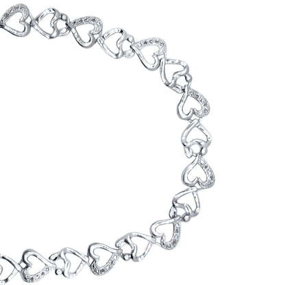 Mother and Child 0.10 Carat Natural Diamond Heart-Shaped  Bracelet in 14K Gold-Plated over Sterling Silver