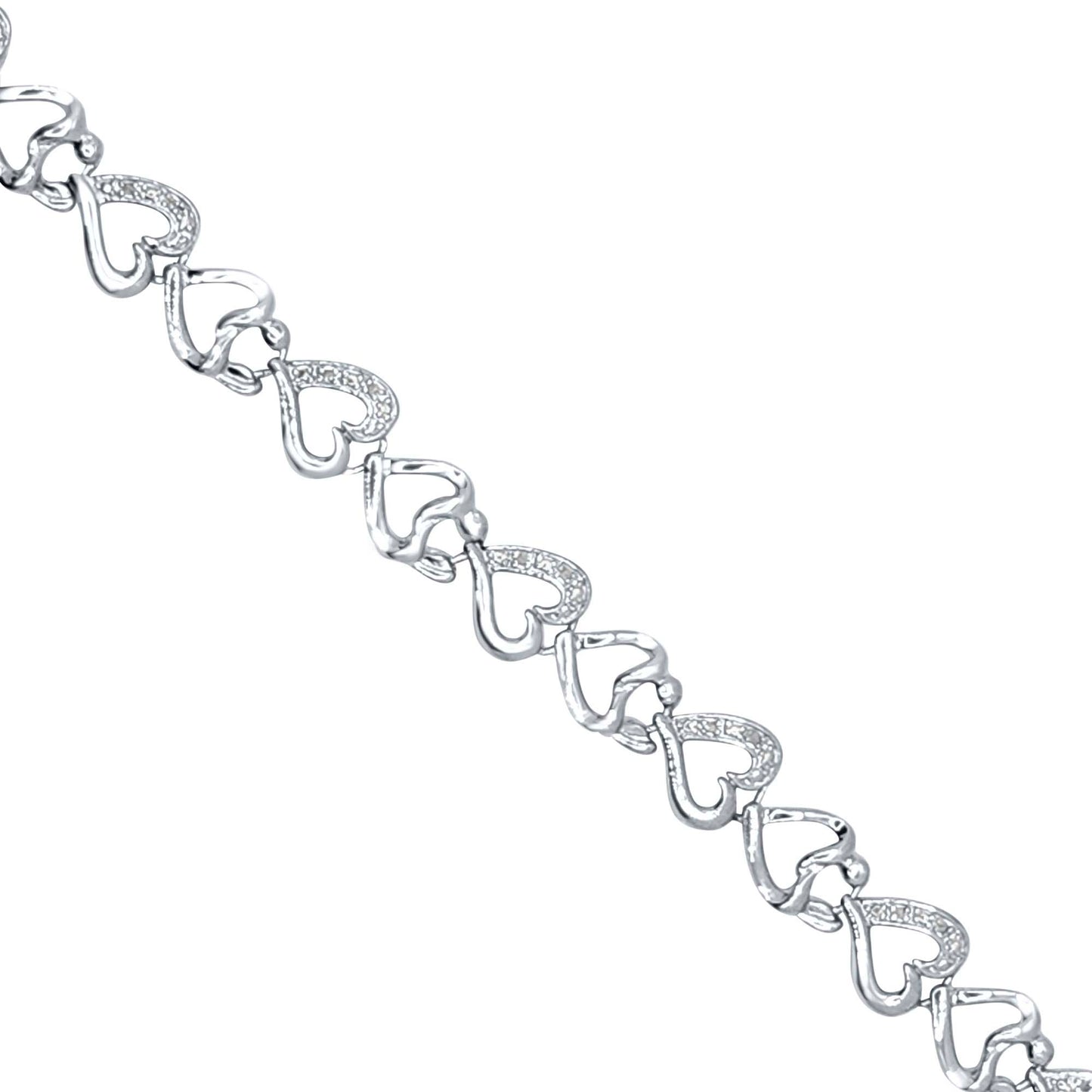 Mother and Child 0.10 Carat Natural Diamond Heart-Shaped  Bracelet in 14K Gold-Plated over Sterling Silver