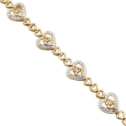 Two-Tone Mother and Child 0.10 Carat Natural Diamond Bracelet Gold-Plated over Sterling Silver