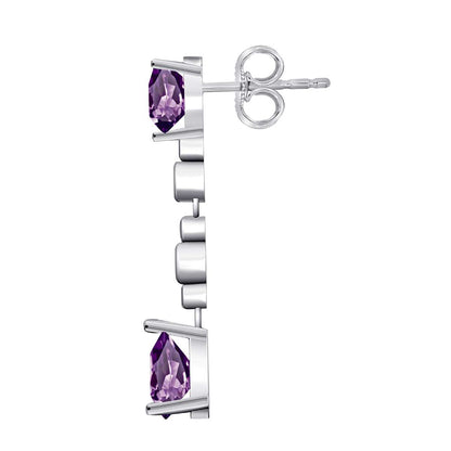 3.00 Carat Amethyst & Diamond Dangle Earrings For Women In 10K Solid Rose White & Yellow Gold