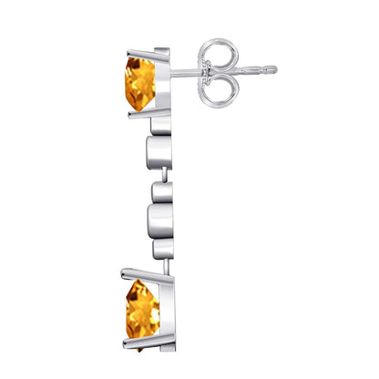 3.00 Carat Pear Shape Citrine & Diamond Dangle Earrings For Women In 10K Solid Rose White & Yellow Gold