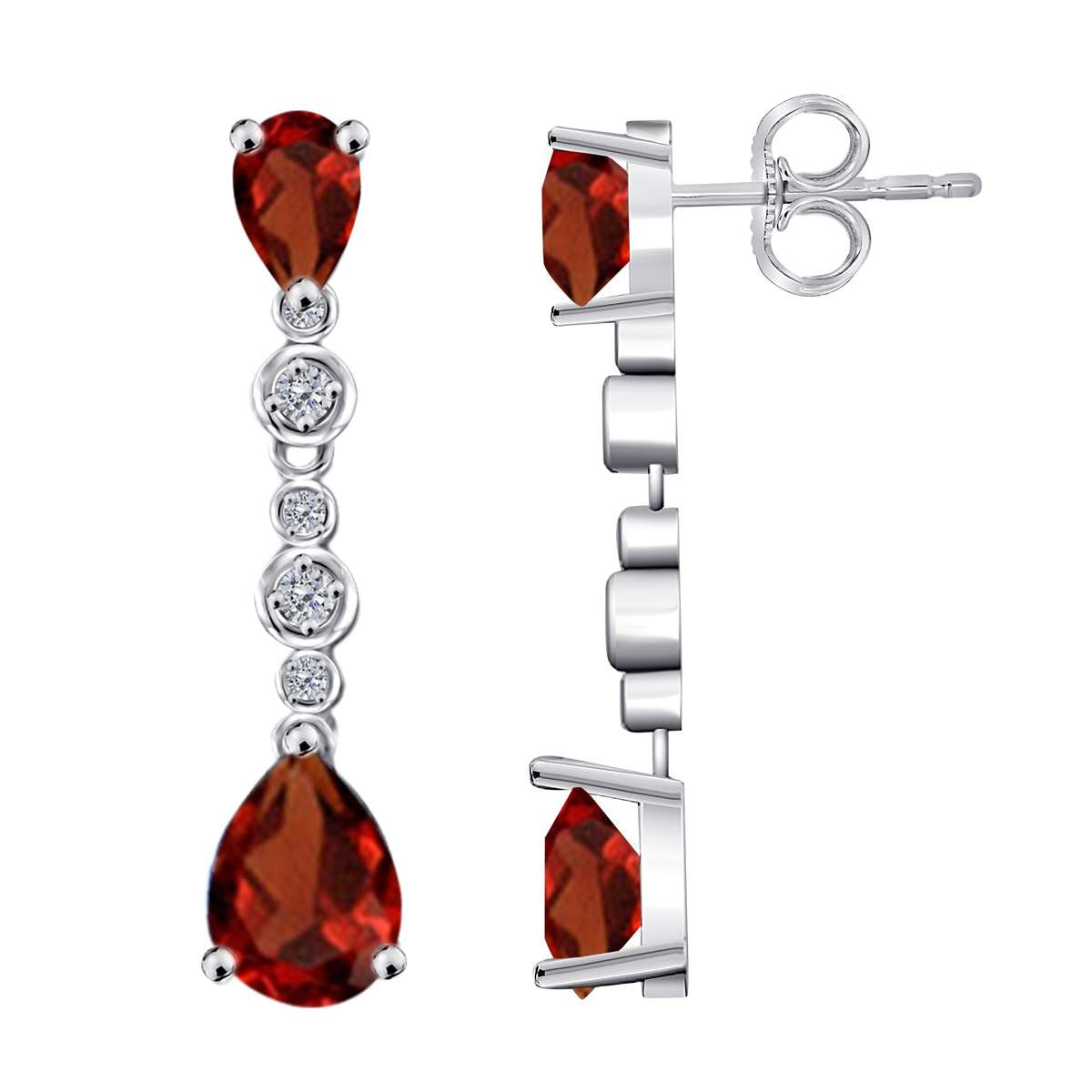 3.00 Carat Pear Shape Garnet & Diamond Dangle Earrings For Women In 10K Solid Rose White & Yellow Gold