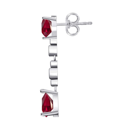 3.00 Carat Ruby & Diamond Dangle Earrings For Women In 10K Solid Rose White & Yellow Gold