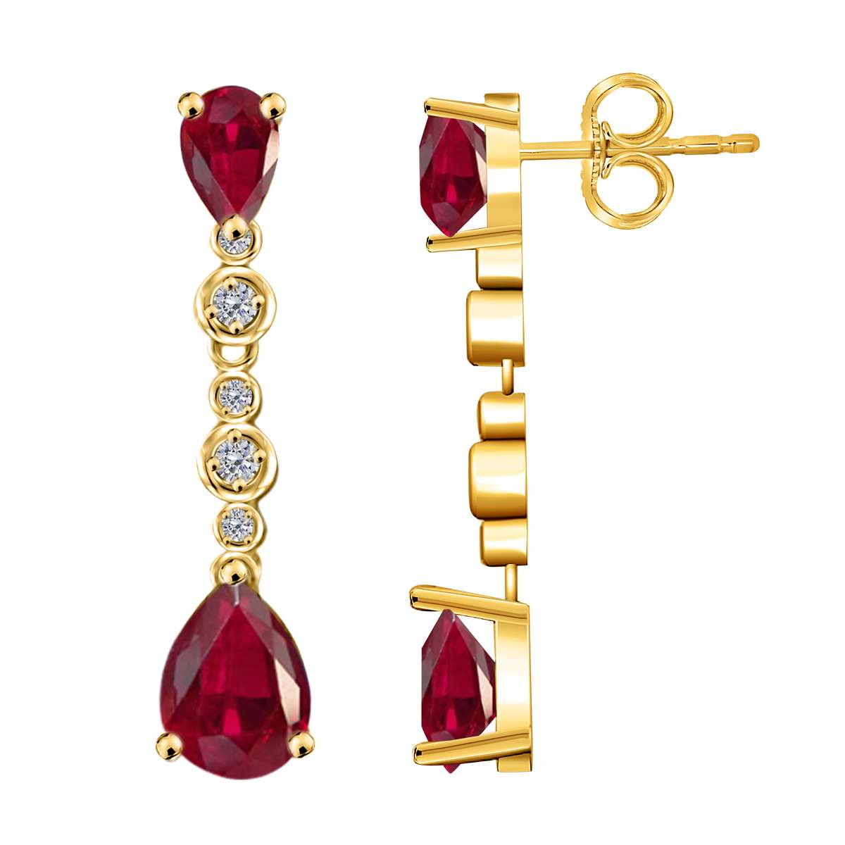 3.00 Carat Ruby & Diamond Dangle Earrings For Women In 10K Solid Rose White & Yellow Gold