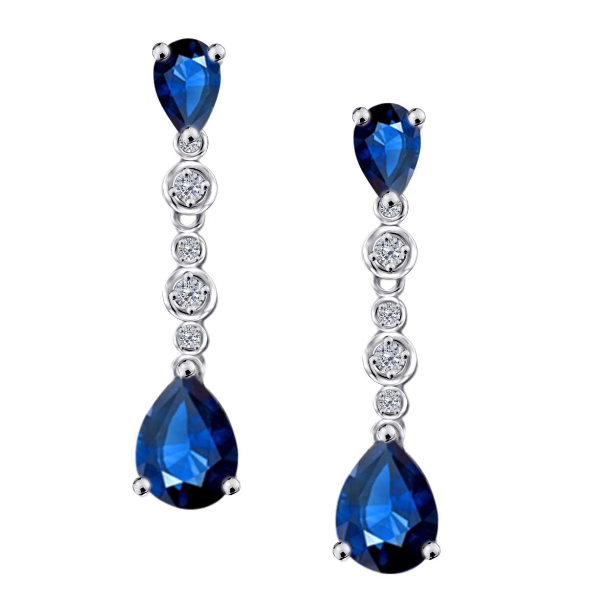 3.00 Carat Sapphire & Diamond Dangle Earrings For Women In 10K Solid Rose White & Yellow Gold