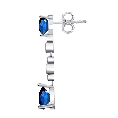 3.00 Carat Sapphire & Diamond Dangle Earrings For Women In 10K Solid Rose White & Yellow Gold