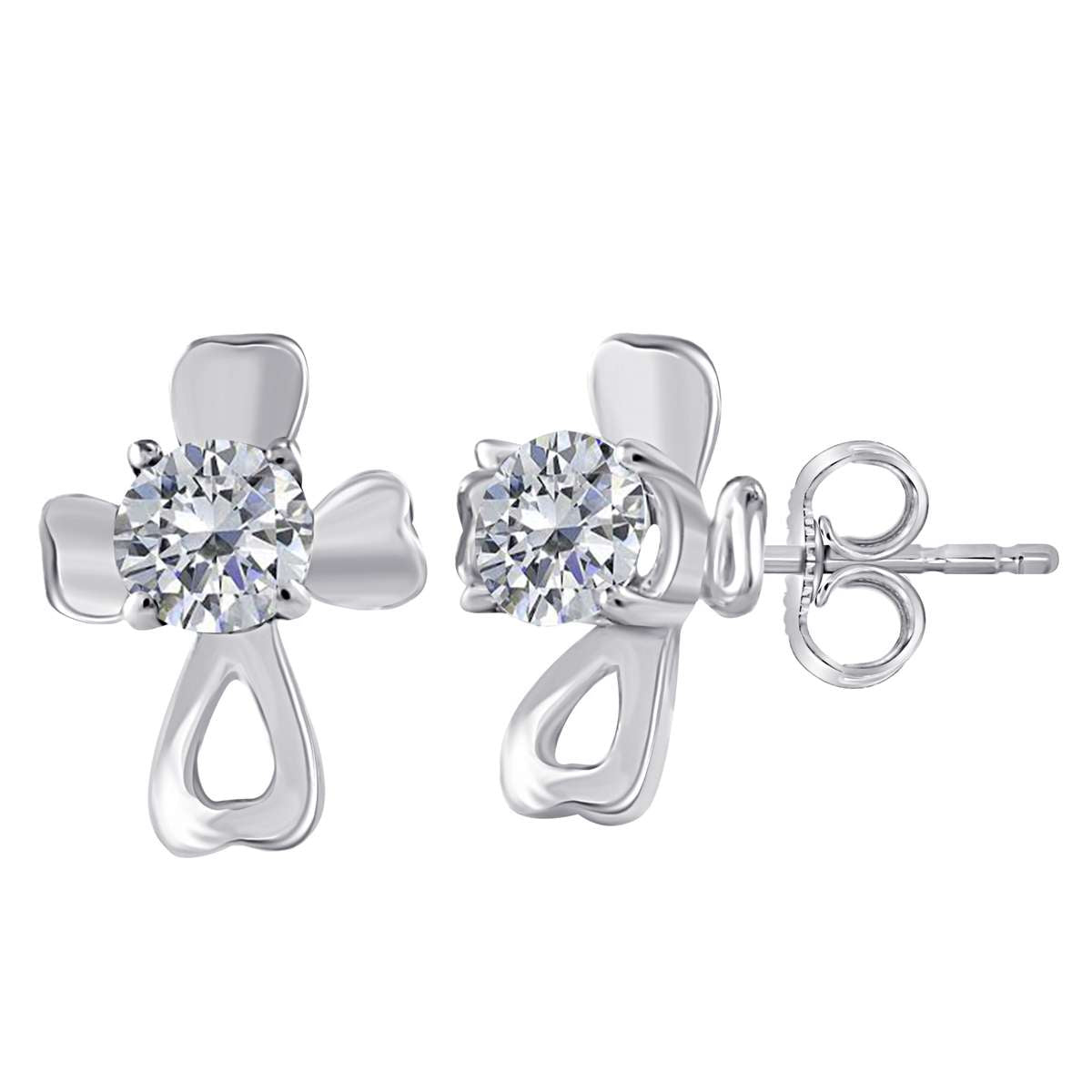 MAULIJEWELS 0.25 Carat Diamond Sparkly Stud Earring For Women in 14K Rose White & Yellow Gold With Secure Backs