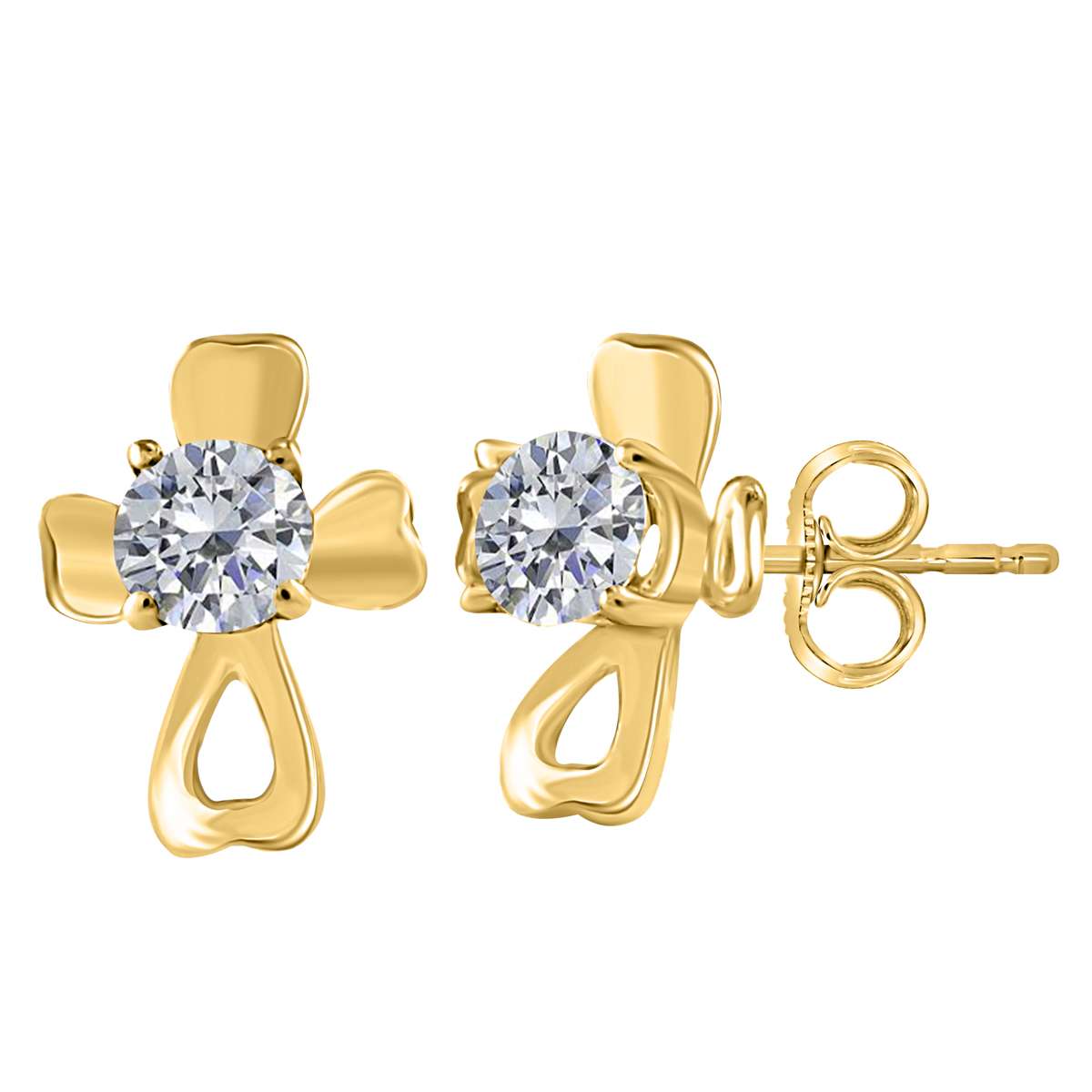 MAULIJEWELS 0.25 Carat Diamond Sparkly Stud Earring For Women in 14K Rose White & Yellow Gold With Secure Backs