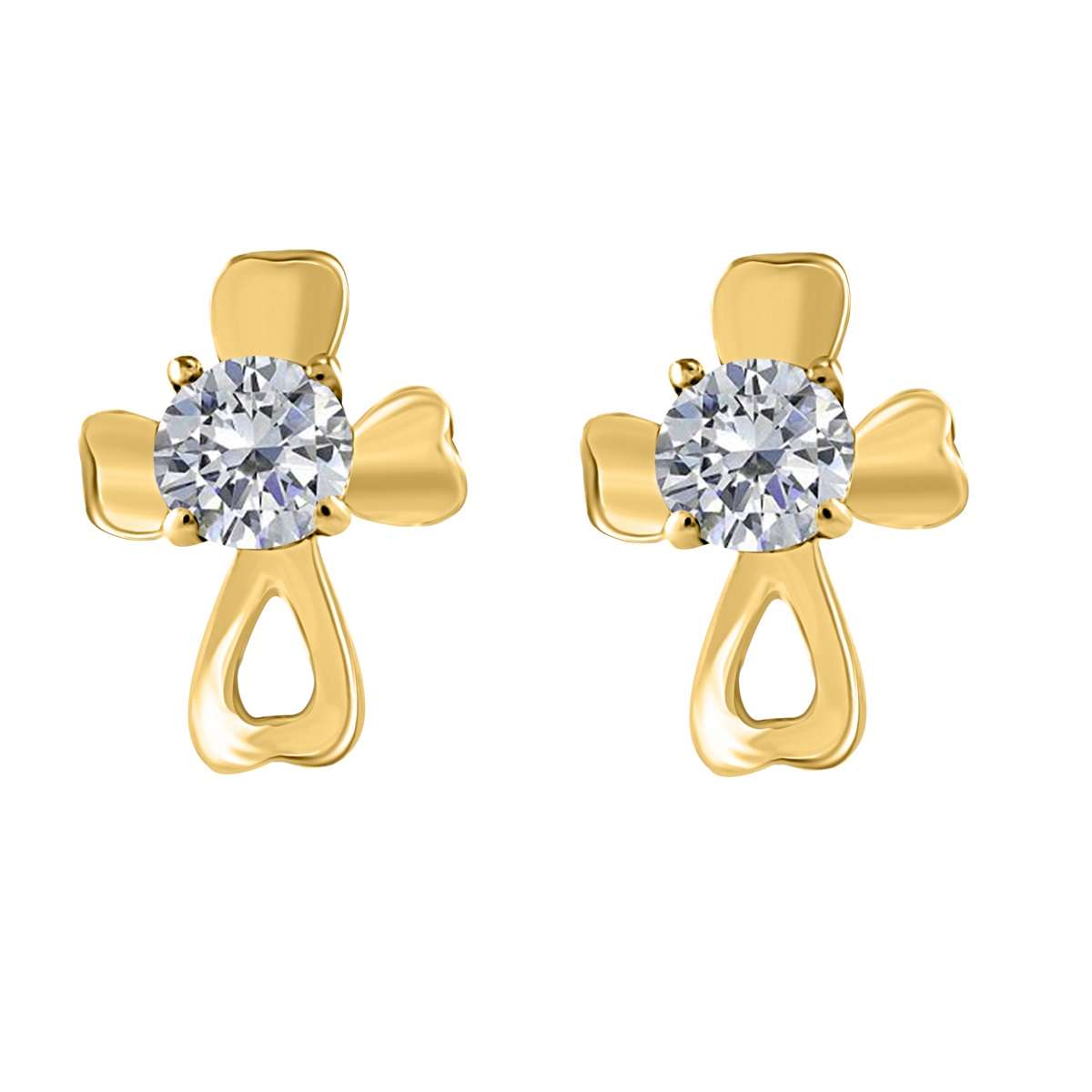 MAULIJEWELS 0.25 Carat Diamond Sparkly Stud Earring For Women in 14K Rose White & Yellow Gold With Secure Backs