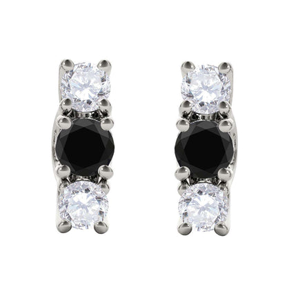 Maulijewels 1.10 cttw Natural White and Black Diamond Stud Earrings For Women In 10K Rose Yellow White Gold