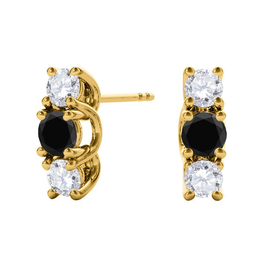Maulijewels 1.10 cttw Natural White and Black Diamond Stud Earrings For Women In 10K Rose Yellow White Gold Mauli Jewels