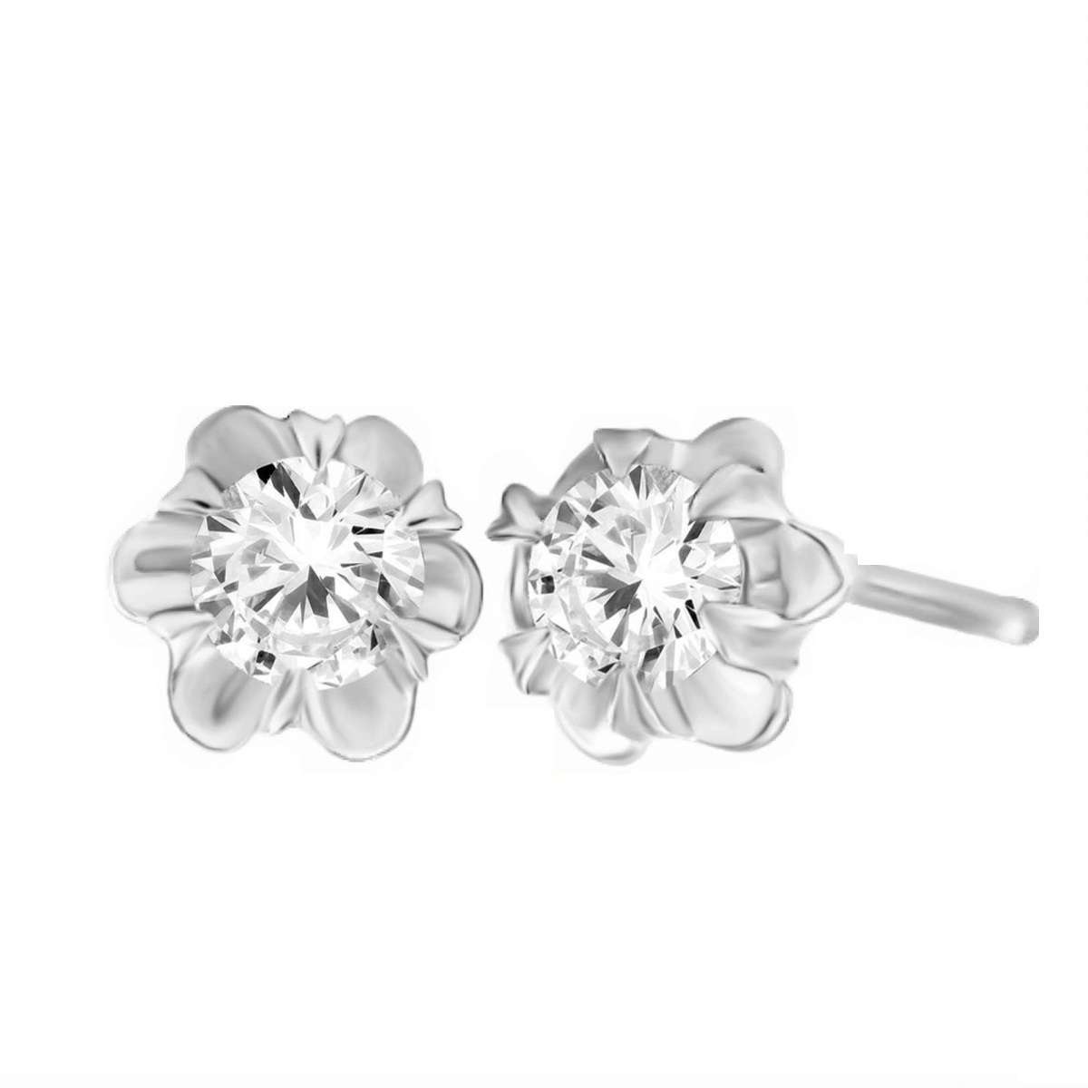 14K White Rose & Yellow Gold 0.50 Carat Natural Diamond Stud Earrings For Women With Secure Push Back