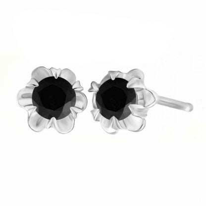 0.50 Carat Black Natural Diamond 14K Rose White & Yellow Gold Stud Earrings For Women With Secure Push Back