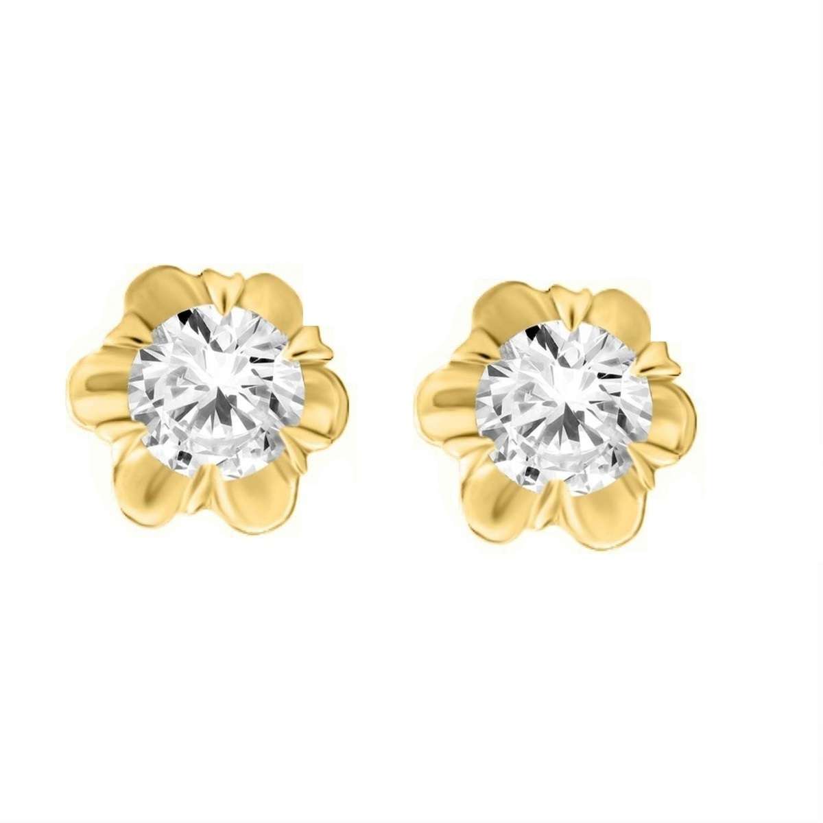 14K White Rose & Yellow Gold 0.50 Carat Natural Diamond Stud Earrings For Women With Secure Push Back