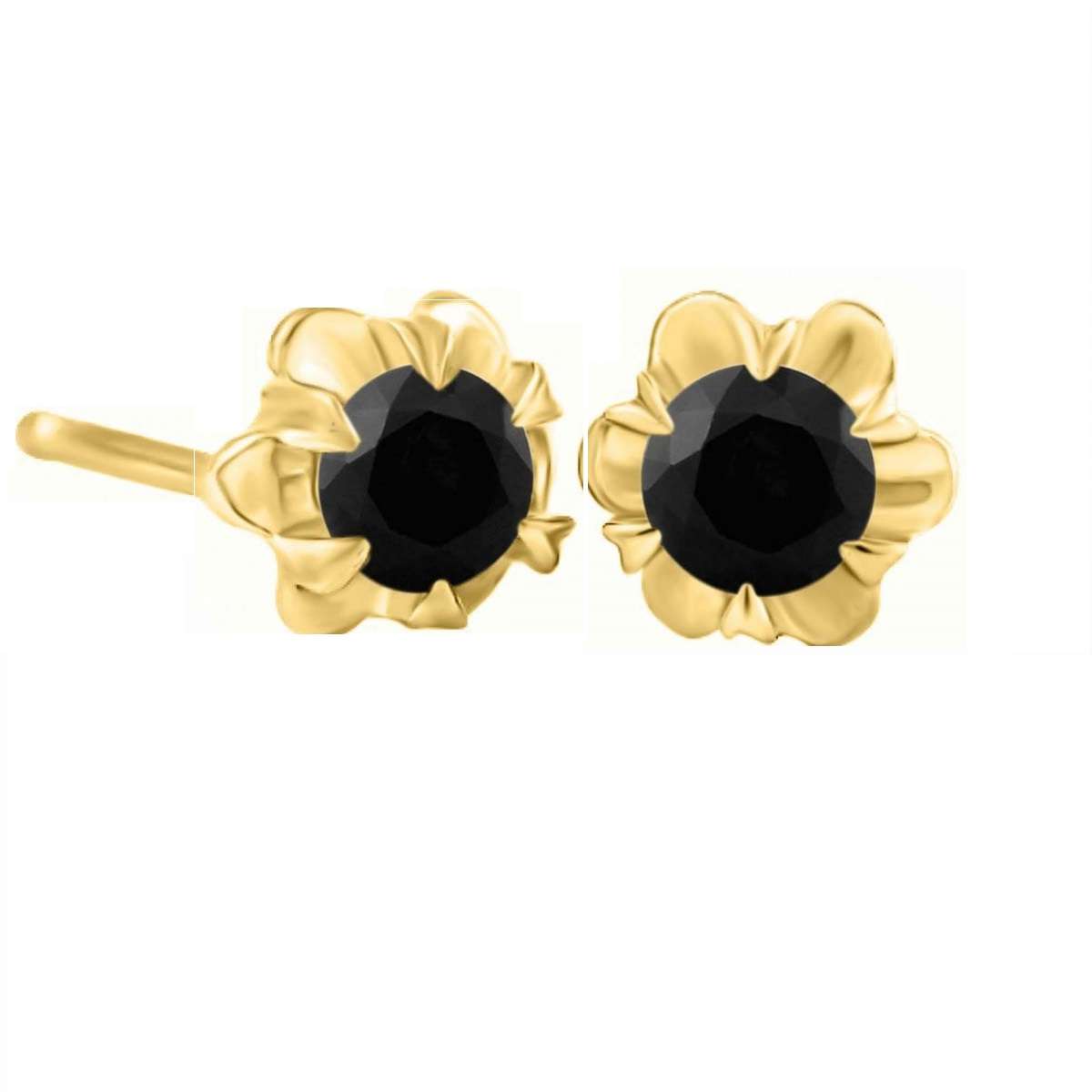 0.50 Carat Black Natural Diamond 14K Rose White & Yellow Gold Stud Earrings For Women With Secure Push Back