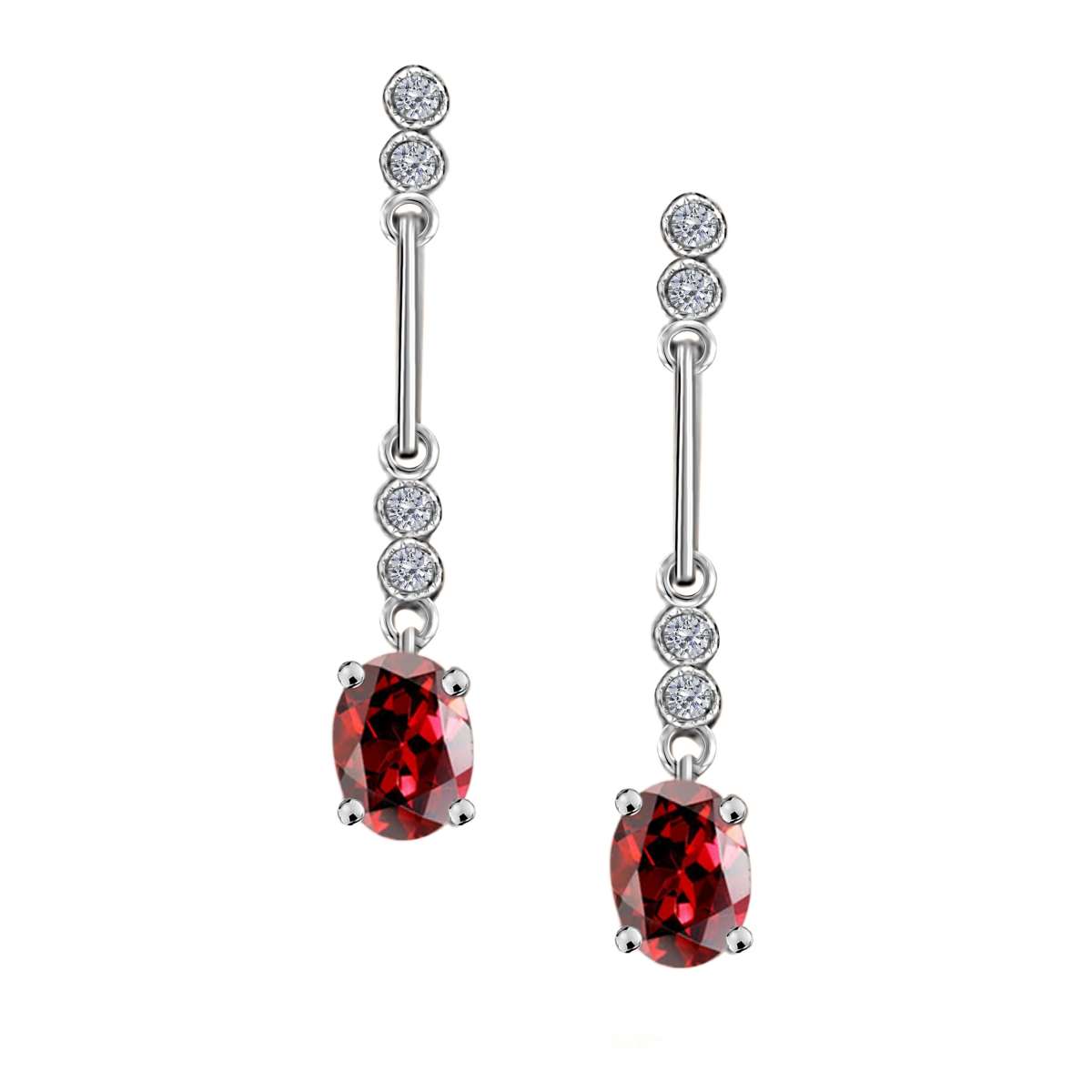 2.60 Carat Oval Shape Garnet Gemstone And Diamond Dangle Earrings In 10K Solid Rose White & Yellow Gold