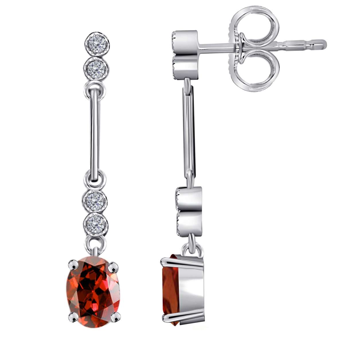 2.60 Carat Oval Shape Garnet Gemstone And Diamond Dangle Earrings In 10K Solid Rose White & Yellow Gold