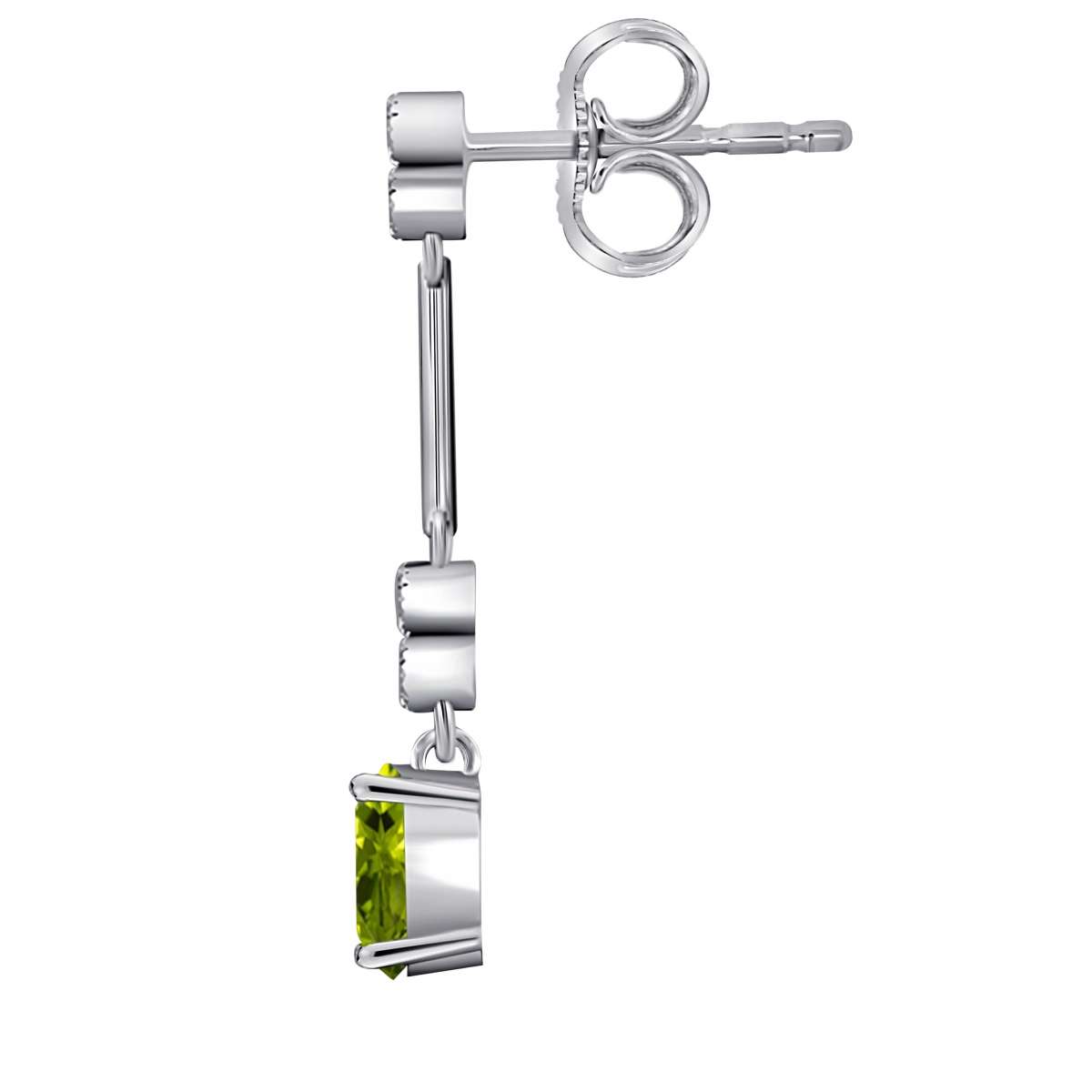 2.60 Carat Oval Peridot And White Diamond Gemstone Dangle Earrings For Women In 10K White Gold / Yellow Gold