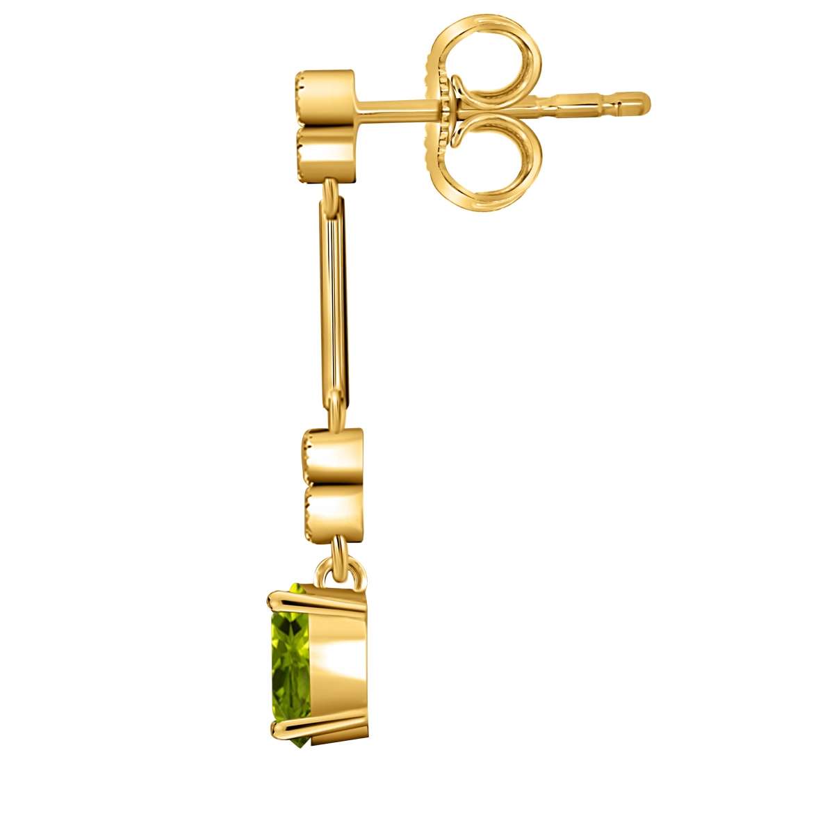 2.60 Carat Oval Peridot And White Diamond Gemstone Dangle Earrings For Women In 10K White Gold / Yellow Gold