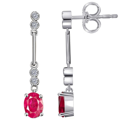 2.60 Carat Oval Pink-topaz And White Diamond Gemstone Dangle Earrings For Women In 10K White Gold / Yellow Gold