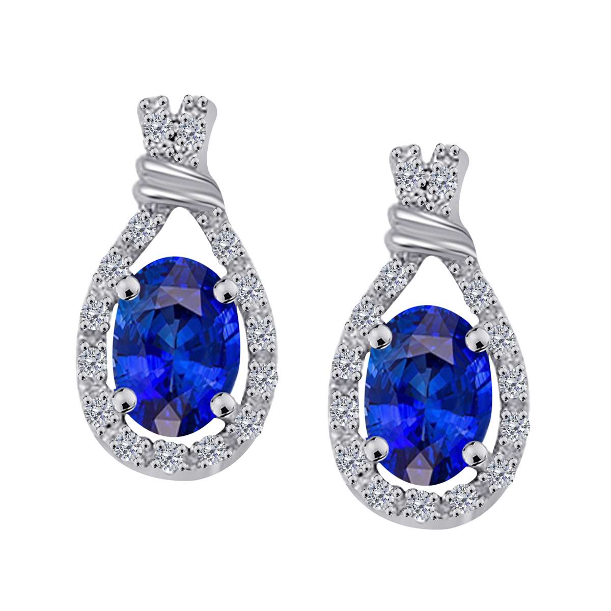 1.60 Carat Oval Shape Tanzanite And White Diamond Stud Earrings For Women In 10K Rose White & Yellow Gold With Secure Backs